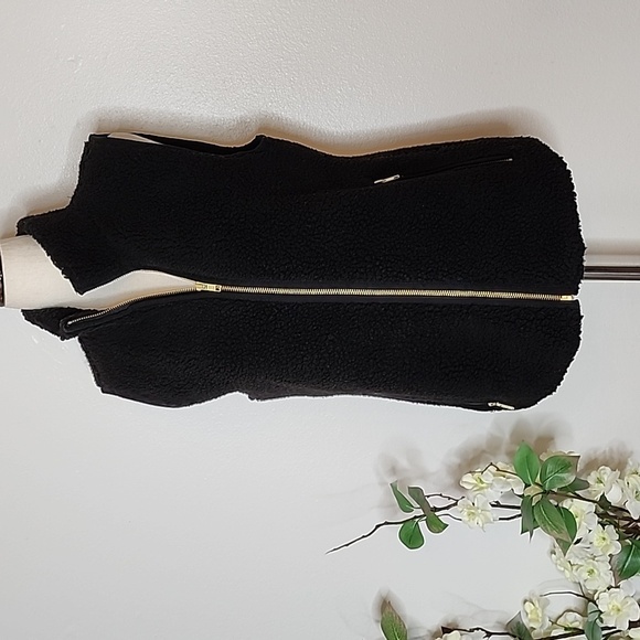 NEW J. Crew Womens Sherpa Vest Gold Zippers Teddy Bear Comfy Jacket Preppy Chic - Picture 7 of 10